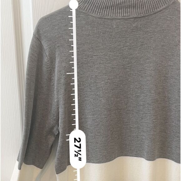 Calvin Klein Grey, white and black colorblock turtleneck sweater- NWOT sz. LG - Picture 10 of 11